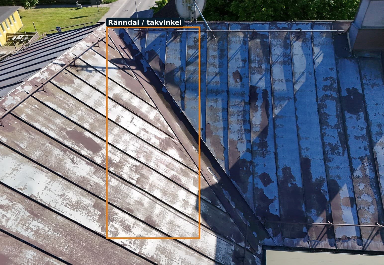 Detaljbild av takområde som dokumenterats vid fastighetskontroll